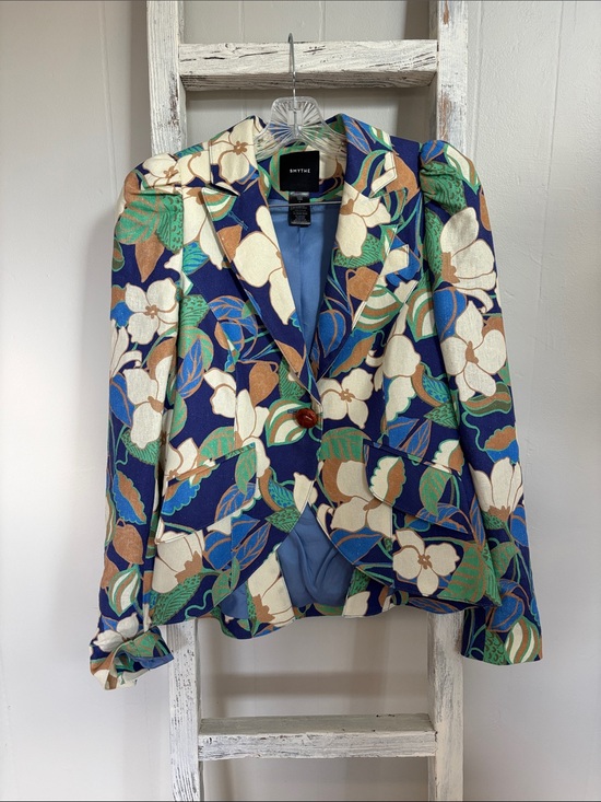 Smythe Jackets & Blazers - Smythe Navy Floral Tailored Blazer with Cream & Green Accents